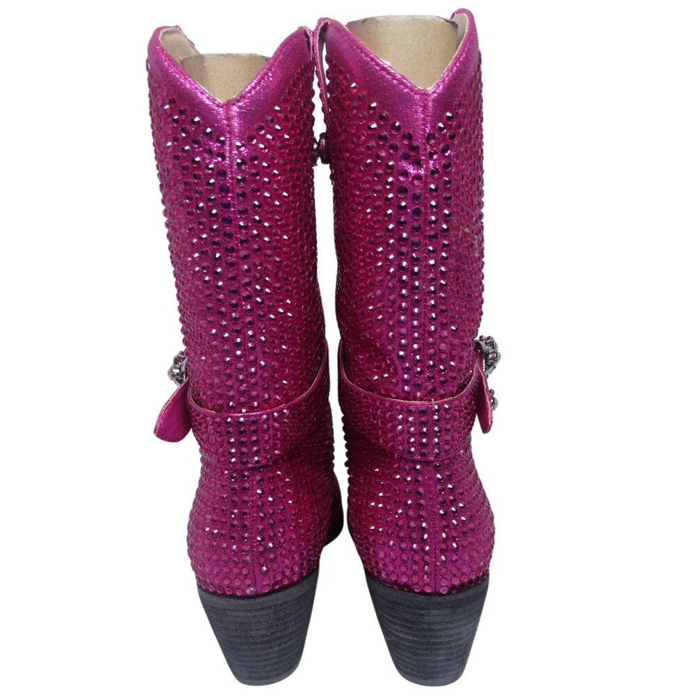 Mi.iM Women's Fuchsia Rhinestone-Studded with straps Cowboy Boots Size 7.5 - 8 - Picture 10 of 14